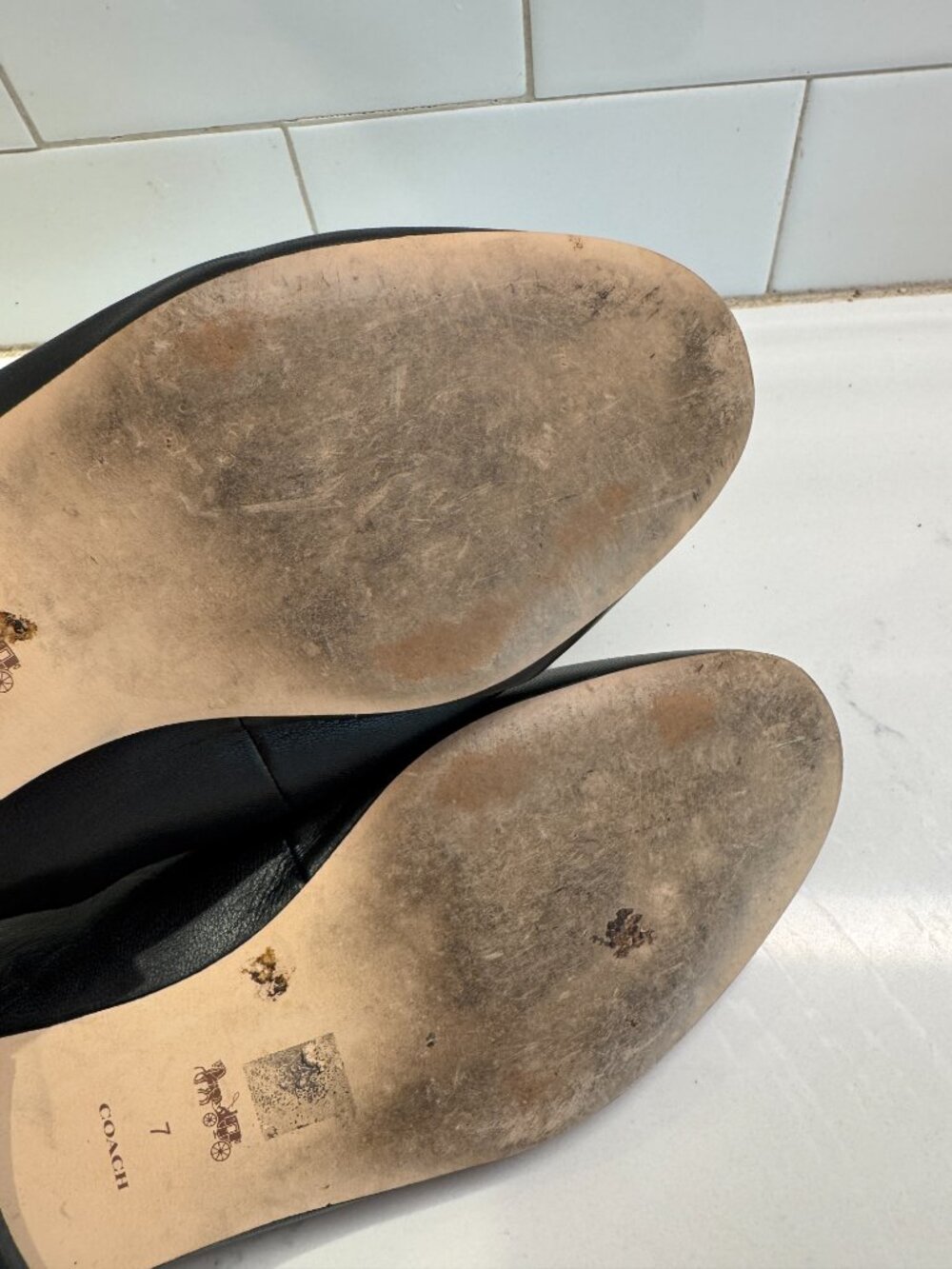 Coach Sienna Black Leather Slip On Loafer Slides Womens 7B C5770 Gold Hardware D - Picture 8 of 10